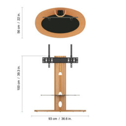 "Avf Affinity Chepstow 93Cm Oval Pedestal Tv Stand, For Tvs 32-65"" - Oak" - thumbnail 7