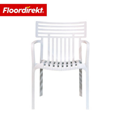 Floordirekt Stackable Garden Chair Weather Resistant Uv Protected Patio Balcony Dining Seat White 60 X 51 Cm - image 1