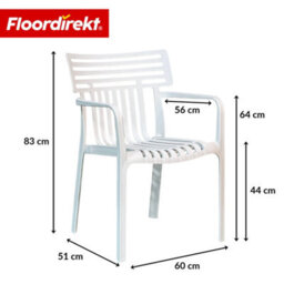 Floordirekt Stackable Garden Chair Weather Resistant Uv Protected Patio Balcony Dining Seat White 60 X 51 Cm - thumbnail 2