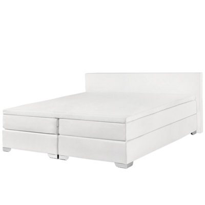 Beliani Divan Bed Faux Leather President 180 X 200 Cm (Eu Super King) White - image 1