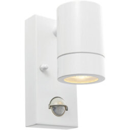 Outdoor Ip44 Wall Downlight With Pir Sensor - 7W Gu10 Led - Gloss White