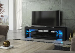 Aria Tv Unit 160Cm Black High Gloss Doors With Led Lighting - Creative Furniture - thumbnail 4