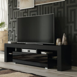 Aria Tv Unit 160Cm Black High Gloss Doors With Led Lighting - Creative Furniture - thumbnail 7