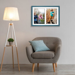AK Frames 20X14 Navy Blue Sleek Multi Photo Frame With White Mount - Holds 2 Apertures (2X) A4 Photos - thumbnail 3