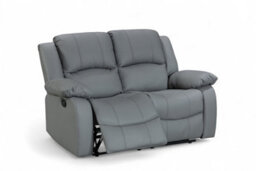Grey Faux Leather 2 Seater Recliner Sofa Varesa - thumbnail 3