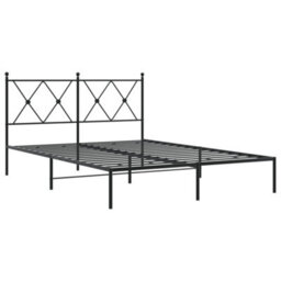 Berkfield Metal Bed Frame Without Mattress With Headboard Black 140X190Cm - thumbnail 3