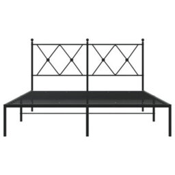 Berkfield Metal Bed Frame Without Mattress With Headboard Black 140X190Cm - thumbnail 4