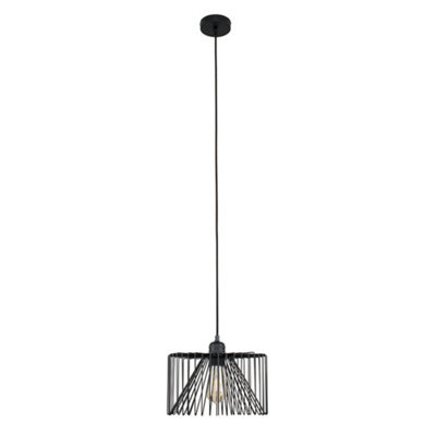Valuelights Black Ceiling Rose & Flex Lampholder Fitting With Black Wire Design Shade - With 4W Led Filament Bulb In Warm White - image 1