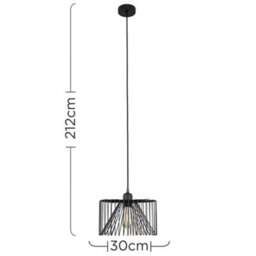 Valuelights Black Ceiling Rose & Flex Lampholder Fitting With Black Wire Design Shade - With 4W Led Filament Bulb In Warm White - thumbnail 6
