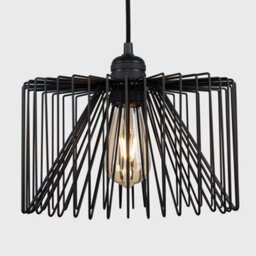 Valuelights Black Ceiling Rose & Flex Lampholder Fitting With Black Wire Design Shade - With 4W Led Filament Bulb In Warm White - thumbnail 3