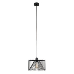 Valuelights Black Ceiling Rose & Flex Lampholder Fitting With Black Wire Design Shade - With 4W Led Filament Bulb In Warm White - thumbnail 1