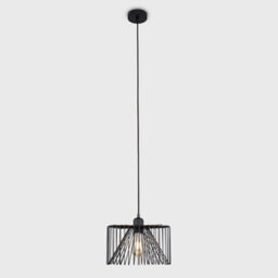 Valuelights Black Ceiling Rose & Flex Lampholder Fitting With Black Wire Design Shade - With 4W Led Filament Bulb In Warm White - thumbnail 2