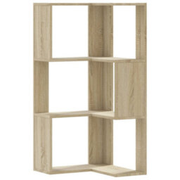 Berkfield Elegant Corner Bookcase 3-Tier Sonoma Oak 50X50X102 Cm Engineered Wood