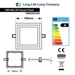 Long Life Lamps Company 12W Recessed Ceiling Led Square Ring Panel Green - thumbnail 2