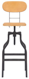 Lamboro Bolzano Single Vintage Kitchen Bar Stool, Steel Legs, Height Adjustable Screw Swivel, Breakfast Bar & Home Barstool, Natural - thumbnail 3