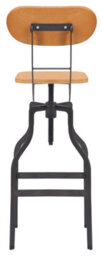 Lamboro Bolzano Single Vintage Kitchen Bar Stool, Steel Legs, Height Adjustable Screw Swivel, Breakfast Bar & Home Barstool, Natural - thumbnail 4