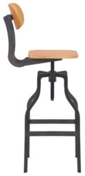 Lamboro Bolzano Single Vintage Kitchen Bar Stool, Steel Legs, Height Adjustable Screw Swivel, Breakfast Bar & Home Barstool, Natural - thumbnail 2