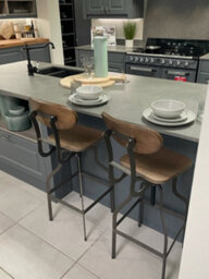 Lamboro Bolzano Single Vintage Kitchen Bar Stool, Steel Legs, Height Adjustable Screw Swivel, Breakfast Bar & Home Barstool, Natural - thumbnail 7
