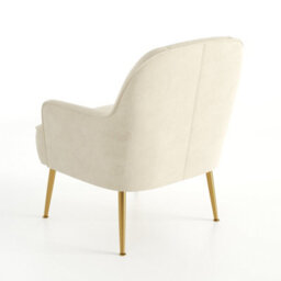 Living And Home Beige Velvet Armchair Upholstered Accent Chair Lounge Chair Arm Chair With Gold Plated Feet - thumbnail 5