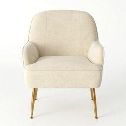 Living And Home Beige Velvet Armchair Upholstered Accent Chair Lounge Chair Arm Chair With Gold Plated Feet - thumbnail 3
