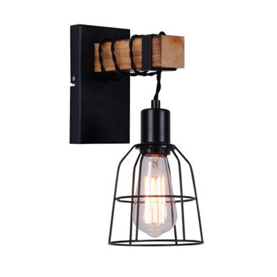Luminosa Lighting Luminosa Industrial And Retro Wall Lamp Black 1 Light , E27