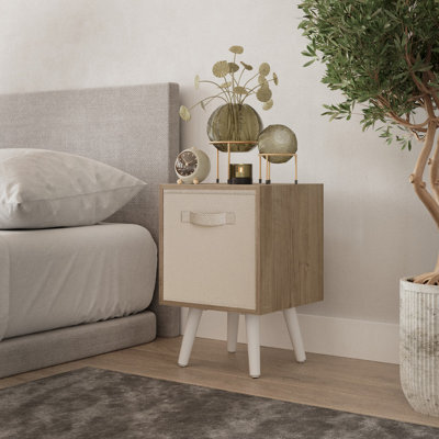 Urbn-Living Urbnliving 51Cm Height Oak Wooden Cube Storage Bookcase Beige Inserts Scandinavian White Legs - image 1