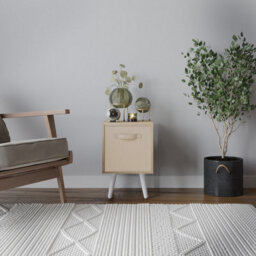 Urbn-Living Urbnliving 51Cm Height Oak Wooden Cube Storage Bookcase Beige Inserts Scandinavian White Legs - thumbnail 2