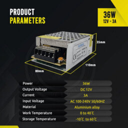 Universal Ip20 Dc 12V Ac 100-240V 36 Watts Led Driver Power Supply Switching Transformer For Display Outdoor Led Strip Light,radio - thumbnail 2