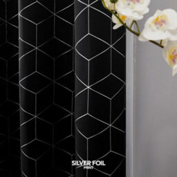 Deconovo Eyelet Blackout Curtains Thermal Foil Printed Diamond Door Curtains For Livingroom, 52 X 84 Inch, Black, One Pair - thumbnail 3