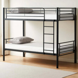 Bircham Bunk Bed - Reinforced Tubular Slats- Suitable For Adult Use - Single (3Ft) - Black