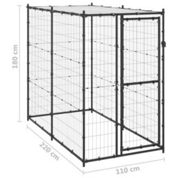 Berkfield Outdoor Dog Kennel Steel With Roof 110X220X180 Cm - thumbnail 6