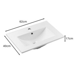 Heze Furniture Line Reed 2 Door Bathroom Cabinet Vanity Unit 60Cm With Built-In Basin Sage - thumbnail 6
