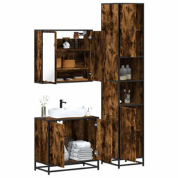 Berkfield 3 Piece Bathroom Furniture Set Smoked Oak Engineered Wood - thumbnail 1