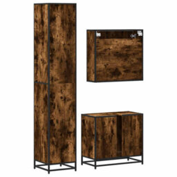 Berkfield 3 Piece Bathroom Furniture Set Smoked Oak Engineered Wood - thumbnail 7