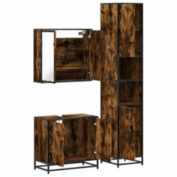 Berkfield 3 Piece Bathroom Furniture Set Smoked Oak Engineered Wood - thumbnail 8