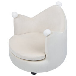 Wyld And Coco Crown Velvet Kids Armchair Beige With Armrests - Crown-Shaped Throne For Nursery And Bedroom, W50 X D44 X H47Cm - thumbnail 5