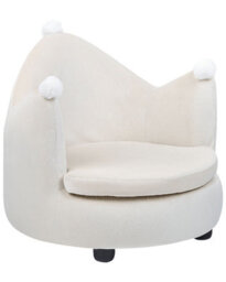 Wyld And Coco Crown Velvet Kids Armchair Beige With Armrests - Crown-Shaped Throne For Nursery And Bedroom, W50 X D44 X H47Cm - thumbnail 3