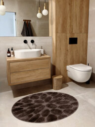 RugsX Bathroom Rug Supreme Circle Stones, Non-Slip, Soft - Brown Circle 50 Cm - thumbnail 1