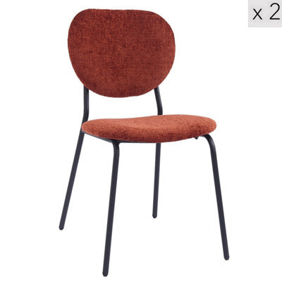 Nordlys Set Of 2 Metal And Terracotta Fabric Dining Chairs Modern Design Style Dining Room - image 1