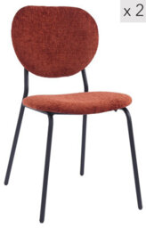 Nordlys Set Of 2 Metal And Terracotta Fabric Dining Chairs Modern Design Style Dining Room - thumbnail 2