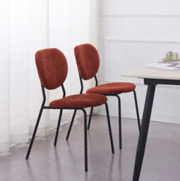 Nordlys Set Of 2 Metal And Terracotta Fabric Dining Chairs Modern Design Style Dining Room - thumbnail 4