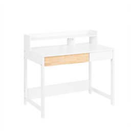 Sobuy Fwt106-W, Home Office Table Desk Computer Desk Workstation With Storage Shelf,white,w100Xd60Xh94