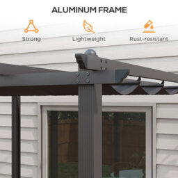 Outsunny 3 X 3(M) Aluminium Pergola With Retractable Roof, Garden Gazebo Canopy - thumbnail 7