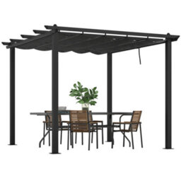 Outsunny 3 X 3(M) Aluminium Pergola With Retractable Roof, Garden Gazebo Canopy - thumbnail 2