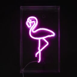 Glow Collection Flamingo Rectangular Gloss Neon Pink Integrated Led Table Lamp - thumbnail 7