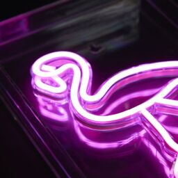 Glow Collection Flamingo Rectangular Gloss Neon Pink Integrated Led Table Lamp - thumbnail 9