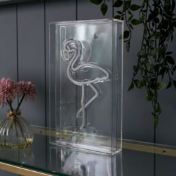 Glow Collection Flamingo Rectangular Gloss Neon Pink Integrated Led Table Lamp - thumbnail 5