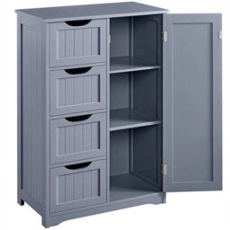 4 Drawer 1 Door Grey-Bathroom Wood Cabinet Storage Free Standing - thumbnail 1