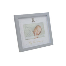 Christening Photo Frame Grey Matte Landscape Baby Picture Unisex Keepsake Gift - thumbnail 2