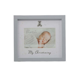 Christening Photo Frame Grey Matte Landscape Baby Picture Unisex Keepsake Gift - thumbnail 1